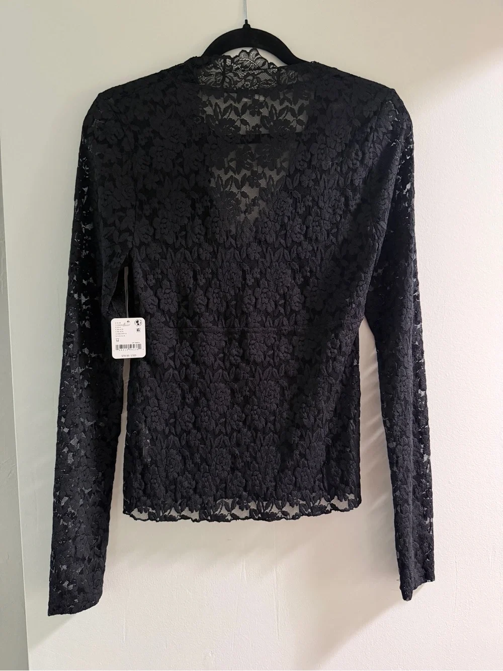 Free People x Intimately FP All Day Lace Long Sleeve Top In Black